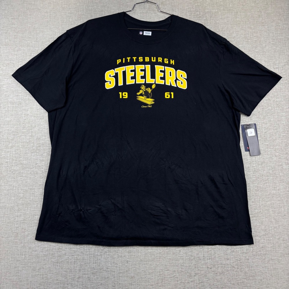 NFL Team Apparel Pittsburgh Steelers Mens 3XL Black Graphic T-Shirt Circa 1961